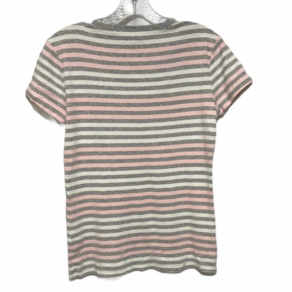 Tommy Hilfiger Medium V Neck Short Sleeve Striped T Shirt - Picture 4 of 6